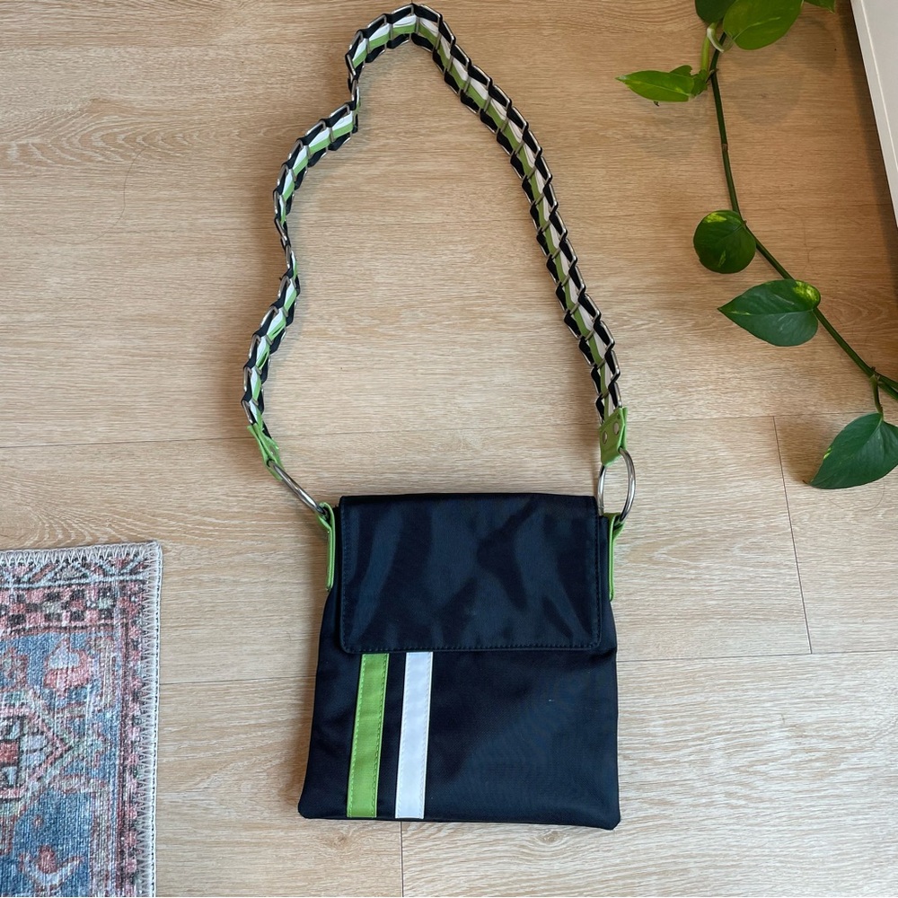 Unique black white and green crossbody bag